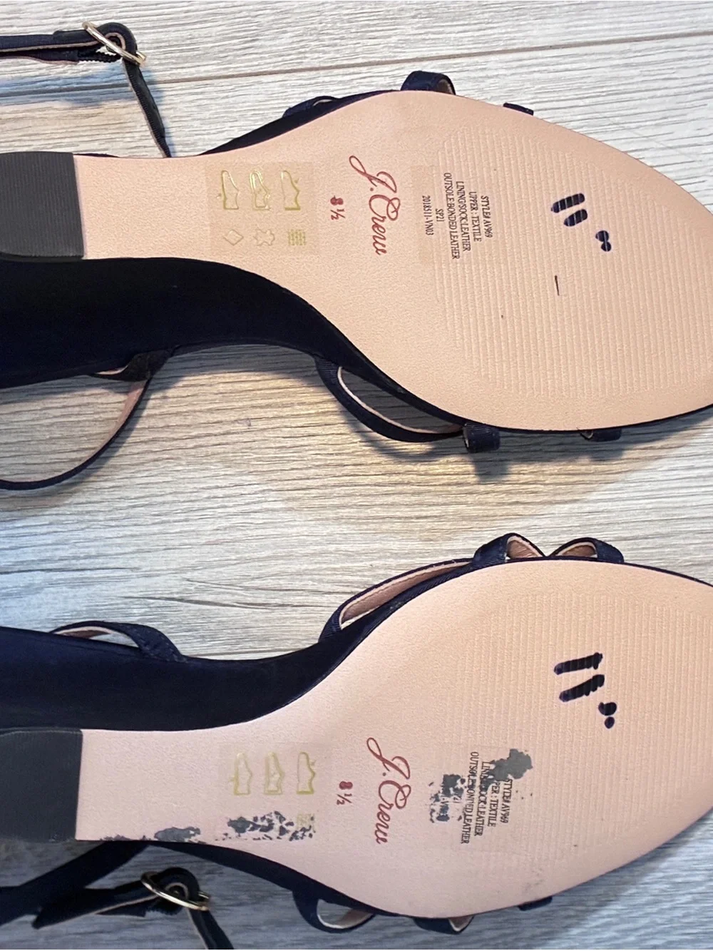 J.Crew Navy Peau de Soie Strappy Wedge Sandals Size 8.5